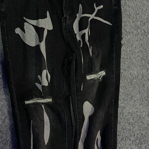 SHEIN Black Pants with White Pattern